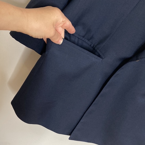 Vintage Sport Coat Mens 44S Navy Blue Wool Double Breast Peak Collar Gold Button - Picture 7 of 16